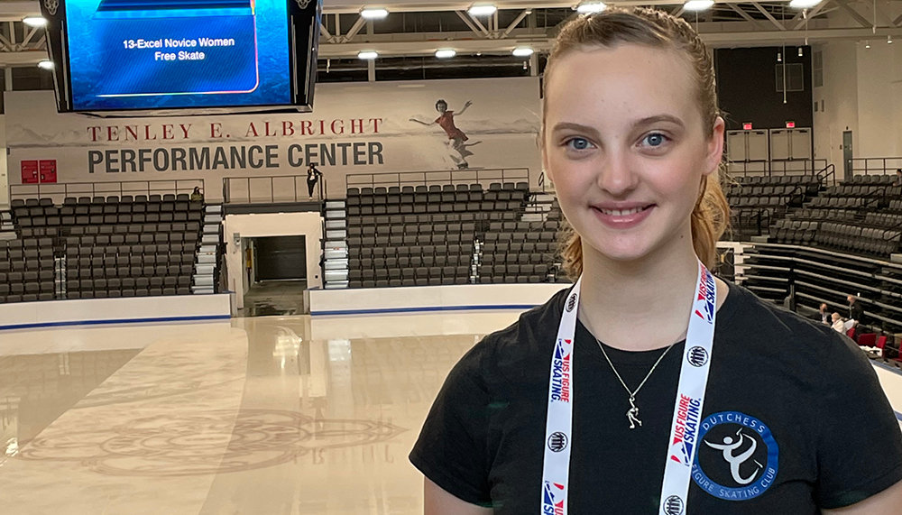 Cali Roloson at the main rink prior to her solo program at the 2022 Excel National Championship Figure Skating competition in Massachusetts